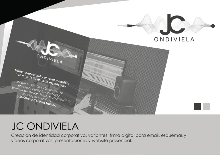 Identidad corporativa de JC Ondiviela (producción musical): logotipo, colores y aplicaciones