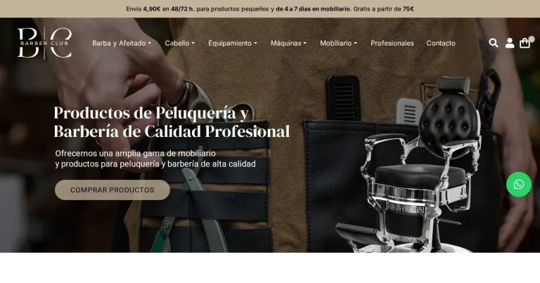 Página de inicio de la web de Barber Club (barberclub.es), peluquería y barbería