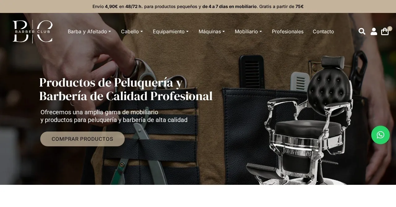 Página de inicio de la web de Barber Club (barberclub.es), peluquería y barbería