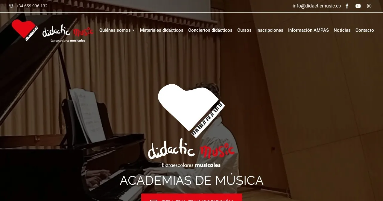 Página de inicio de la web de Didactic Music (didacticmusic.es), educación musical