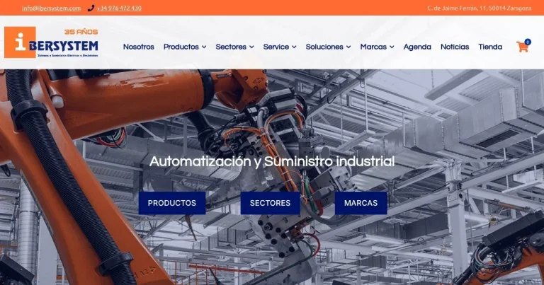 Página de inicio de la web de Ibersystem (ibersystem.com), suministro industrial