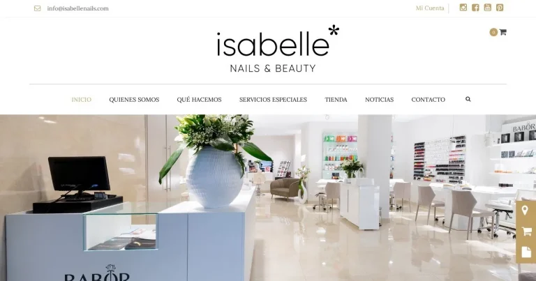 Página de inicio de la web de Isabelle Nails & Beauty (isabellenails.com), estética y bienestar