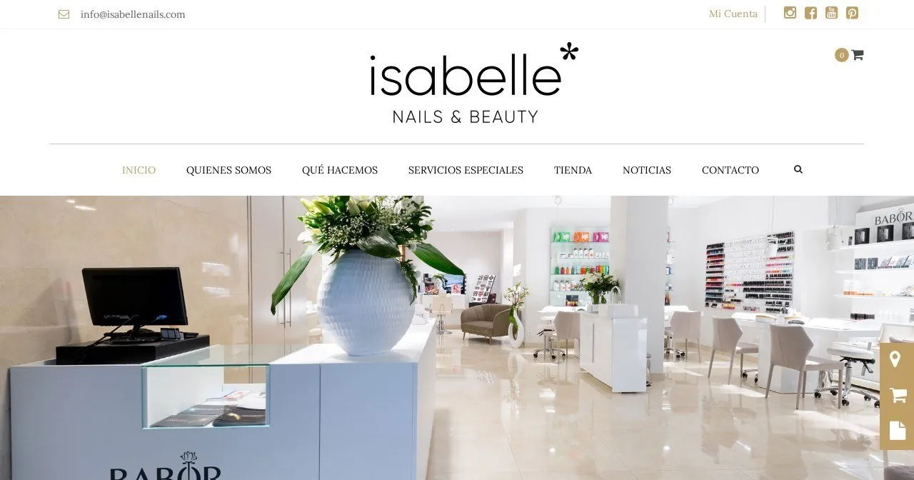 Página de inicio de la web de Isabelle Nails & Beauty (isabellenails.com), estética y bienestar