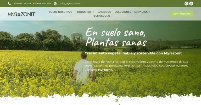 Página de inicio de la web de Myrazonit (myrazonit.es), agricultura