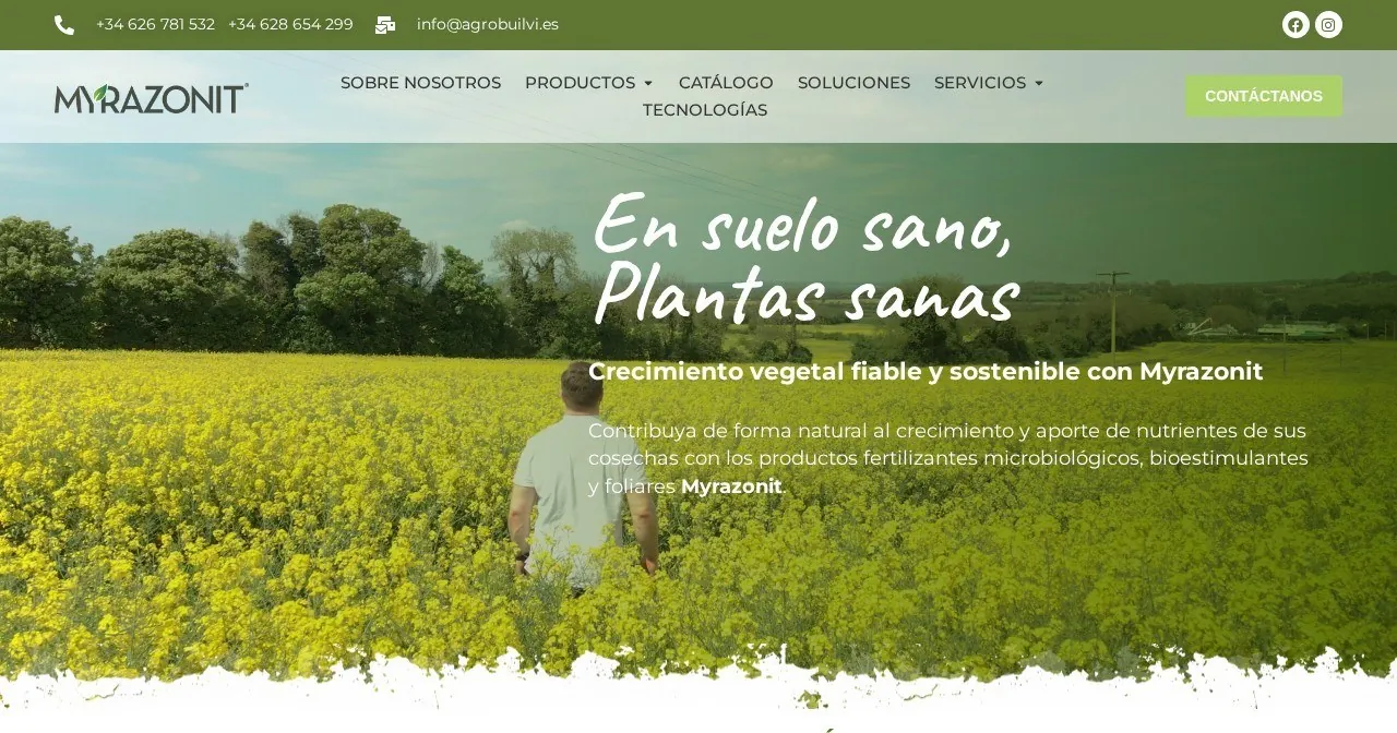 Página de inicio de la web de Myrazonit (myrazonit.es), agricultura